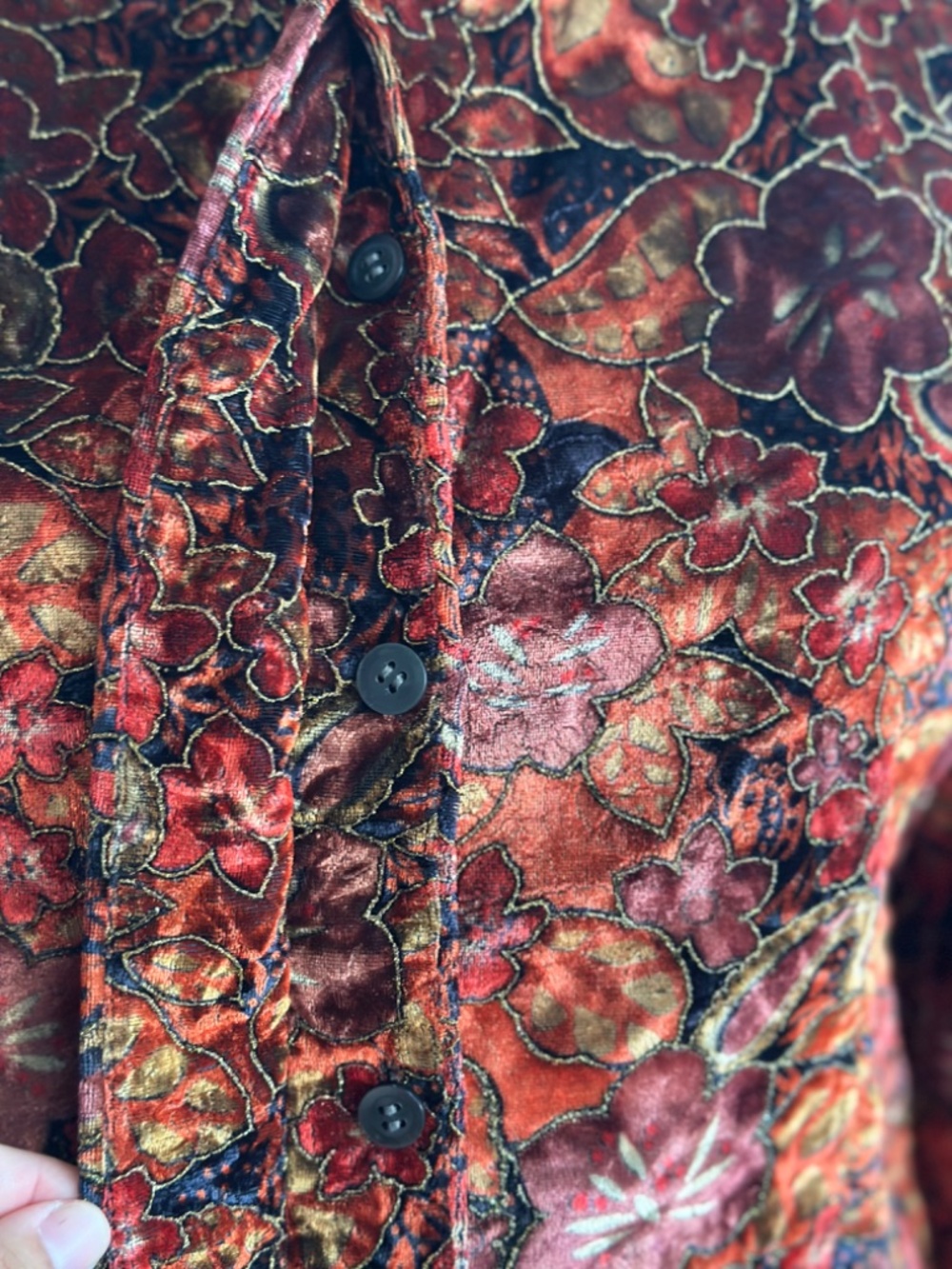 Vintage Floral Tapestry Jacket Blazer Women's Red Gold Brocade Long Sleeve - Picture 4 of 7